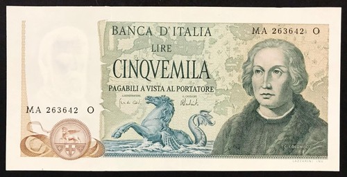 Italy italia 5000 lire colombo - 5000,